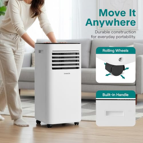 Image of SereneLife Portable Conditioner, 8000 BTU 3-in-1 Compact Standing Air Conditioner for Rooms Up to 300 Sq. Ft., Energy Efficient Floor AC Unit with Remote Control, Universal Casters, Window Mount Kit