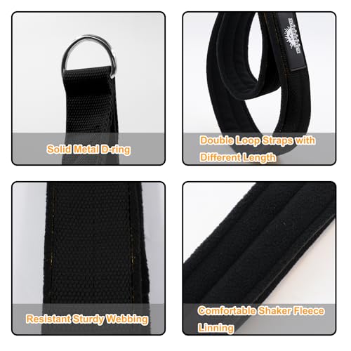 Lights Mountain Durable Pilates Double Loop D-Ring Straps - Padded Handles for Reformer, Yoga & Home Gym Workouts (Black L) by Lights Mountain - Used condition - Image 4