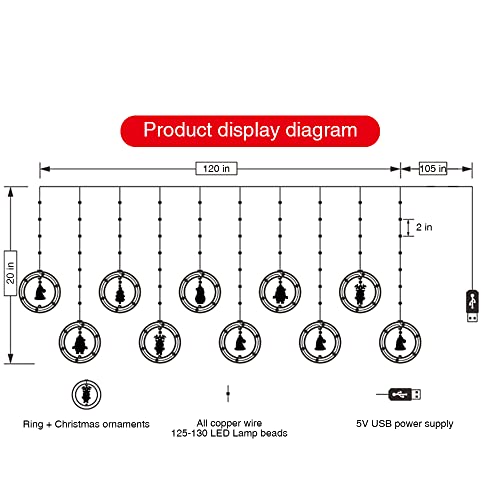 Lukskiss Christmas Window Lights Indoor, 10 Ft Led Window Curtain Lights Decor, Cute Christmas Decorations Fairy Lights Usb Powered For Bedroom. #TOP5
