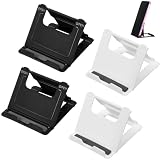 FNANJWQ 4 Pack Cell Phone Stand Holder for Desk, Foldable Phone Holder for Desk Compatible, Universal Desktop Mobile Phones Kickstand Compatible with Black & White