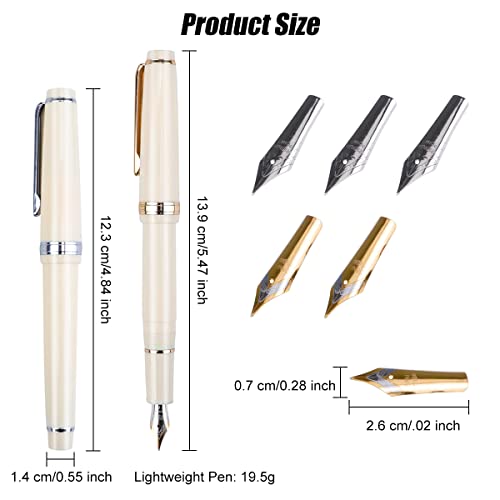 Fhdusryo 2Pcs Jinhao 82 Fountain Pen, Ivory White Fountain Pen Fine Nib With Converter, Resin Calligraphy Pen Set With 6 Trim Replacement Pen Nibs 1 Gift Case For Writing Supplies, Man, Woman #TOP1