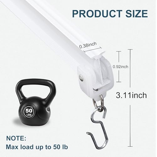 MaKefeile Ceiling Curtains Track System, Flexible & Bendable Curtain Tracks for Ceiling Mount, Heavy Duty Aluminum Sliding Room Divider Track Rail with Hooks for Living Room, RV, Office, White, 21ft by MaKefeile - Image 2