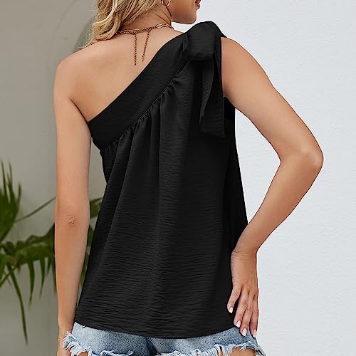 Tops Sem Mangas de um Ombro, Gravata Borboleta de um Ombro, Amigável à Pele, Cor Pura para a Vida Di