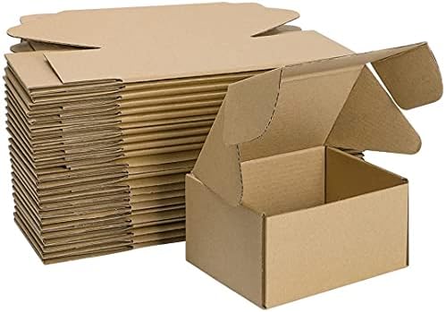 HORLIMER 25 Pack Shipping Boxes, 15.2x10.2x7.6cm(6x4x3 inches) Corrugated Cardboard Mailing Box, Brown