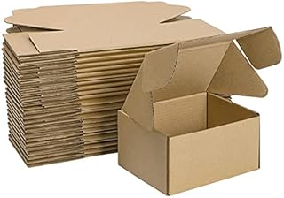 HORLIMER 25 Pack Shipping Boxes, 15.2x10.2x7.6cm(6x4x3 inches) Corrugated Cardboard Mailing Box, Brown
