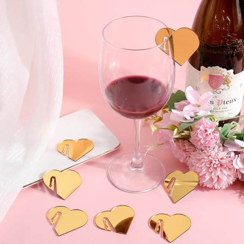 Identificadores de copas SUNNYCLUE para evitar confusiones de bebidas con estilo de corazón 4