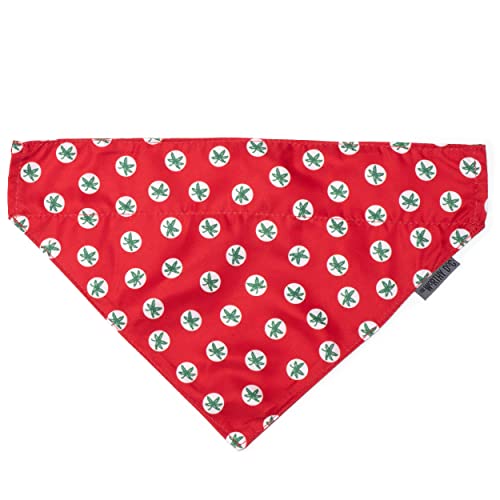 The Worthy Dog Ohio State Tossed Decals Slide On Bandana Comfortable and Adjustable Dog Cat Accessories - Small, Red