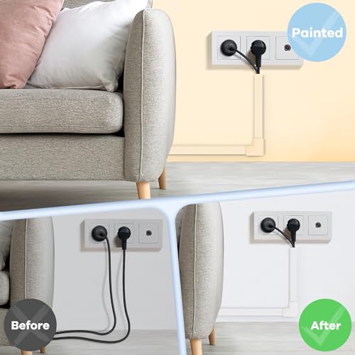 Image of Cord Covers for Wires on Wall Extra-Long, 24ft TV Cord Hider Kit, Paintable Cable Management Concealer, TV Wire Hider for Wall, White Cable Raceway Channel, 8 x L36in x W0.95in x H0.55in