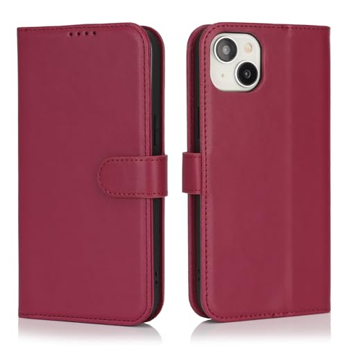 Image of for iPhone 15 Plus Case Wallet with Card Holder,for iPhone 14 Plus Wallet Case for Women Men,PU Leather Shockproof Magnetic Buckle Stand Flip Phone Case-Red