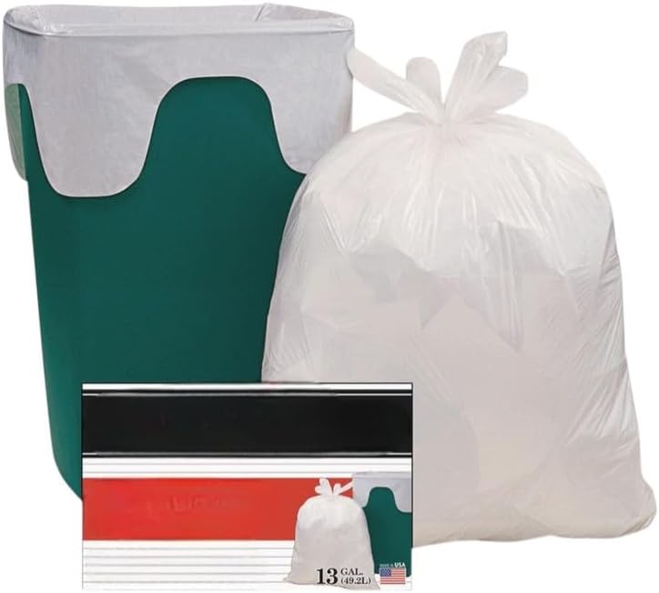 For Handi-Bag HAB6FK100CT 23.75" x 28" 13-Gal 0.6 mil Can Liners - White 600/CT Model-C8P8-12576