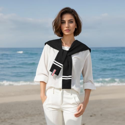 Image of WaJuemy Sweater Shawl Wraps for Women Sweater Knitted Knotted Shawls Travel Casual Scarf Cape Shoulder Tops Fashion Wrap