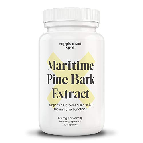 Supplement Spot Maritime Pine Bark Extract 100 mg per Serving| Pine Bark Supplement for Natural Health Support | Antioxidant Formula Supports Heart Health & Immune Function (120 Capsules)