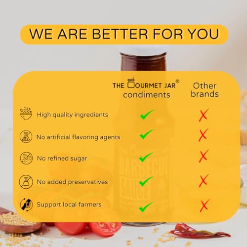Image of The Gourmet Jar Barbecue Sauce 225g| 100% Natural, No Preservatives, No Artificial Colors, No Artificial Flavouring agent | No Refined Sugar| Gluten-free| Bbq sauce| Umami, Smoky & Spicy| Perfect for your meats and grilled veggies| Pack of 1