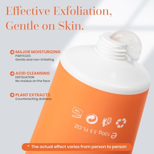 Image of Orange Exfoliating Gel for Face & Body - Deep Cleansing Moisturizing Scrub with Enzymes, ExfoliatorOrganicFacial Formula to Remove Blackheads & Smooth Skin, Suitable for All Skin Types