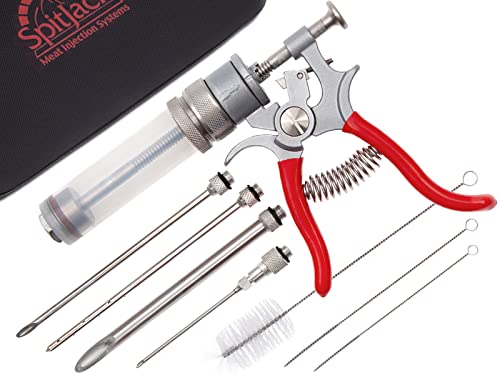 Spitjack Magnum Meat Injector Gun. Food Flavor Injection Syringe For Smoked Bbq Marinades And Meat Seasoning. 4 Needles For Pork Butt, Beef Brisket, Turkey Breast. 50Ml Capacity. Made In The Usa. #TOP2