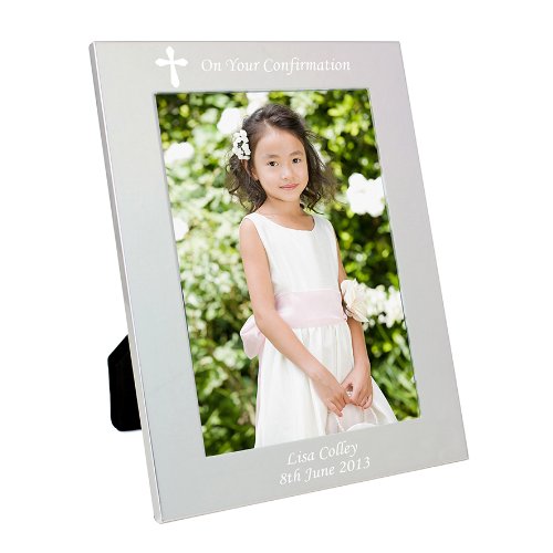 Custom Cross Design 7x5 Frame with Engraved Personalised Message Gift for Holy Communion, Baptism, Christening, Confirmation, Birth