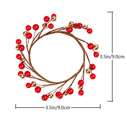Amosfun Set of 6 Artificial Berry Wreath Candle Holder Tea Light Rings Mini Berry Garland Napkin Rings Wedding Xmas Party Table Decoration Christmas Decoration 9 x 9 cm - Image 2