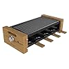 Cecotec Raclette en bois Cheese&Grill 8200 Wood Black. 1200 W, Surface de gril, 8 poêlons individuels, Revêtement antiadhésif, Thermostat réglable, Design amovible