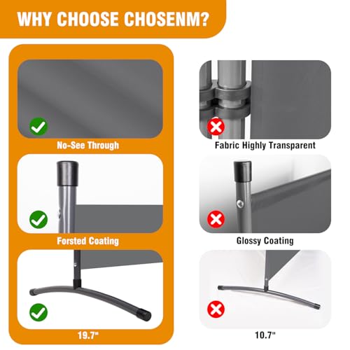 CHOSENM 4 Panel Folding Privacy Screens, 6 FT Tall Wall Divider with Metal Frame, Freestanding Room Divider for Office Bedroom Study (4 Panel, Grey)