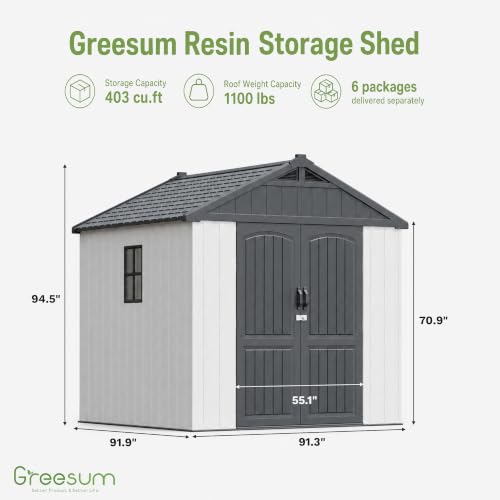 Image of Greesum 8x8 FT Resin Outdoor Storage Shed with Floor, Beige
