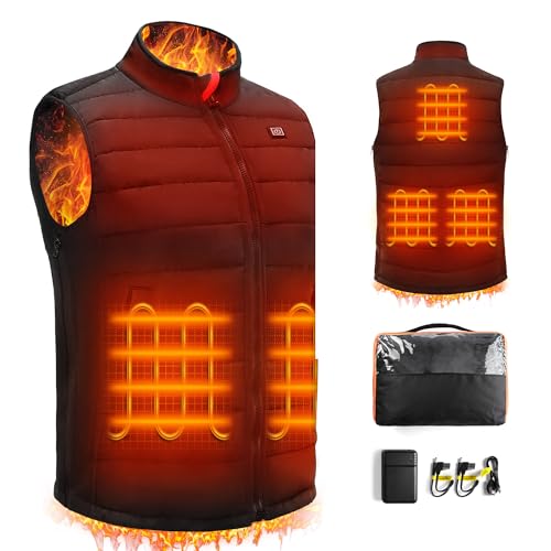 ZIFUMEI 5V Heated Vest for Men with Battery Pack Included, Men's Heating Vests for Outdoors with Rechargeable Power Bank (Large)
