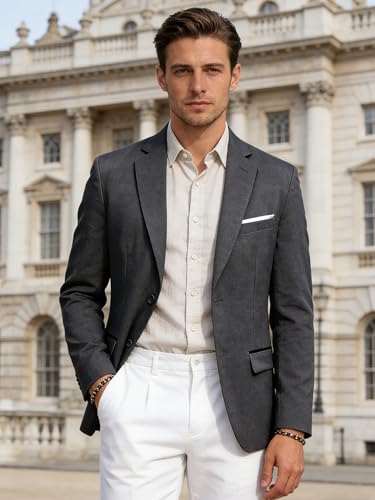 Image of Barry.Wang Mens Casual Blazer Suit Jacket Two Buttons Sport Coat Lightweight Homecoming Business Daily Wedding Dress