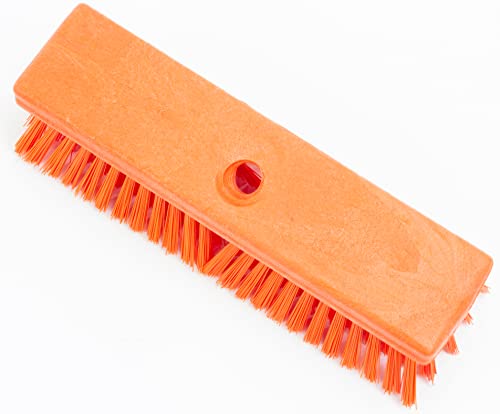 Image of SPARTA Plastic Floor Scrub Brush, Brush Head Only, Deck Brush with ACME Standard Thread Fitting for Deck, Industrial Kitchens, and Hospitals, 10 Inches, Orange