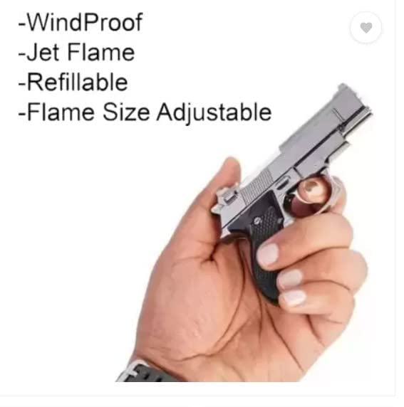 Image of meesa Gun Shaped Cigarette Lighter 9 Mm Pistol