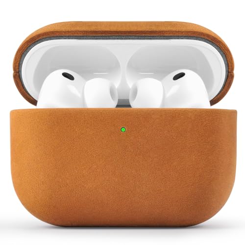 LITOCARY Crazy Horse Leather Case For AirPods Pro3i2025j ICU[ U[P[X 3pyMagSafe[d USB-CP[XΉz{v ϏՌ LYh~ LEDCg E\ (