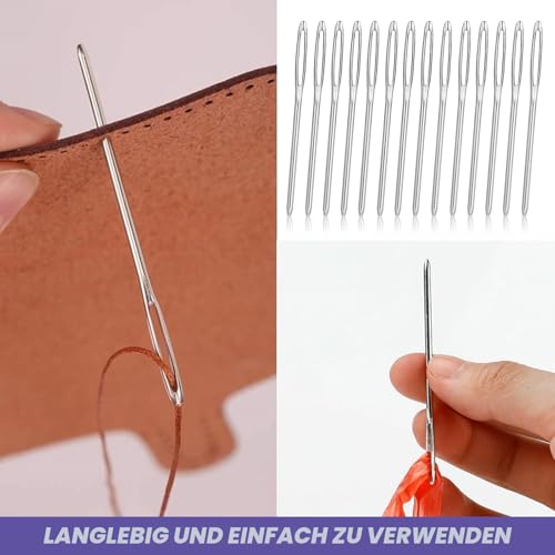 SenZee Großes Öhr Stopfnadeln - 20 Stück Sticknadeln für Wolle und Leder Handwerk – Bild 7
