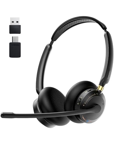 Wireless Headset with Mic for Work, AI ENC Noise Cancelling for Clear Call & Meeting, Bluetooth 5.3...