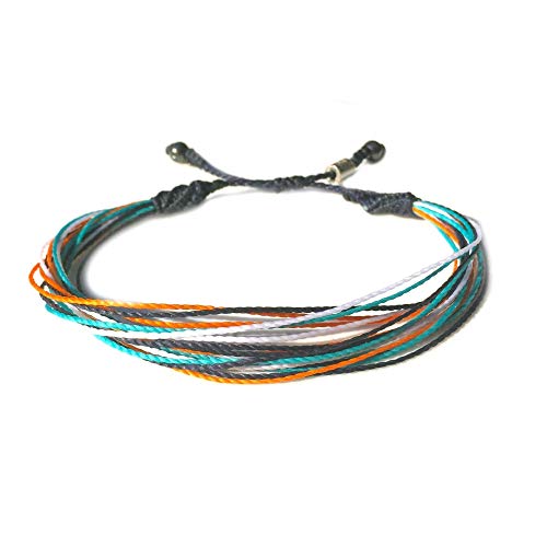 Woven Thread Bracelet in Navy Orange Aqua Size Adjustable for Men and Women Handmade Surfer Jewelry by RUMI SUMAQ