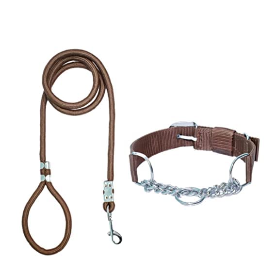 Toms Pet Mall Durable and Safe Combo Pack of Half Nylon/Stainless Steel Collar Belt with Nylon Rope Leash Set Ideal for Training/Walking/Playing Dogs and Puppies (Brown, Large) (B0BYT3YJ7F) Amazon Price History, Amazon Price Tracker