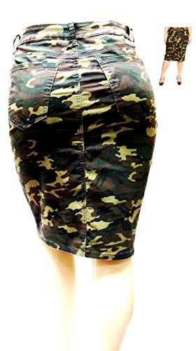 Jack David Sexy Womens Plus Size Stretch Denim Jeans Casual Twill Cotton Skirt Modern Series (2X, N2610 Camouflage)2