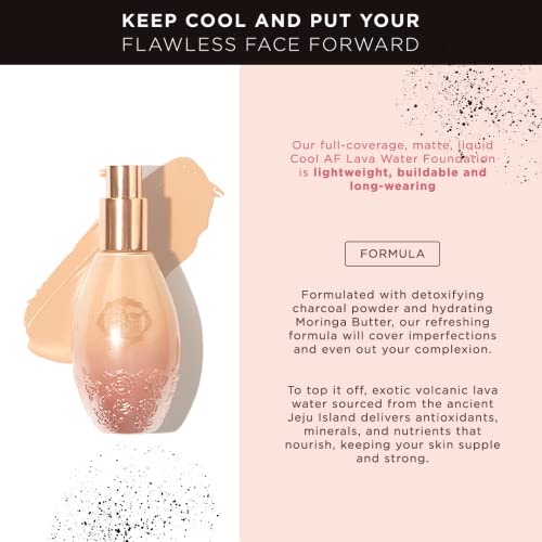 Pretty Vulgar Cool Af Lava Water Foundation, Liquid Foundation With Detoxifying Charcoal Powder & Hydrating Moringa Butter, Full Coverage, Matte Finish, Vegan, Gluten-Free And Cruelty-Free, Unveiled Queen, 35Ml / 1.17 Fl. Oz. #TOP4