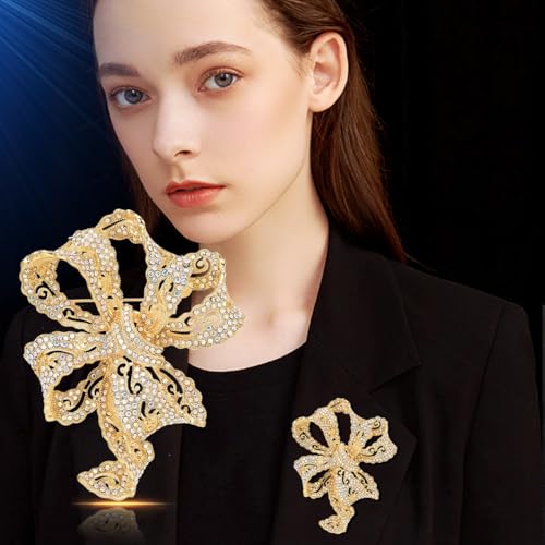 Image of Pearl Flower Brooch and Pins for Women Large Gold Luxury Elegant Pin Christmas Gift Jewelry