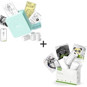 Nelko Green Sticker Printer,PM230 Mini Printer Bluetooth Portabel Sticker Maker, Mini Printer Paper, PM230 Thermal Printer,Black on Green, 54mmx3.5m 3 Rolls