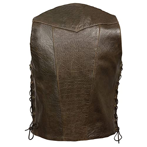 Milwaukee Leather Ml1391Rt Men's Retrown Brown 10 Pocket Side Lace Leather Vest - 46 #TOP1