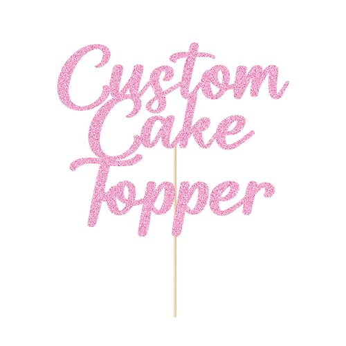 Personalised Custom Cake Toppers - Happy Birthday, Wedding, Graduation & Christmas (Baby Pink)