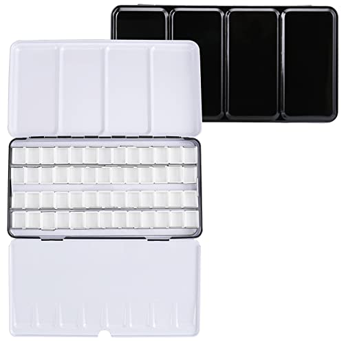 Looneng Empty Watercolor Palette, Metal Watercolor Tin With Fold-Out Palette, Large Watercolor Tray Palette With 52 Empty Watercolor Half Pans For Plein Air Painting, Acrylic And Oil Painting #TOP1
