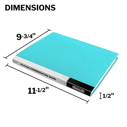 Dunwell Binder With Plastic Sleeves 24-Pocket - Presentation Book 8.5X11 (Aqua), Portfolio Folder With 8.5 X 11 Sheet Protectors, Displays 48 Pages Letter Size Papers, Acid Free Archival Quality #TOP1
