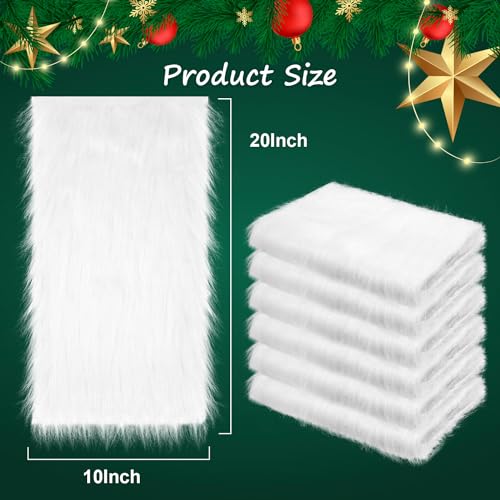 6Pcs Faux Fur Fabric, Christmas Faux Fur Fabric, White Fur for Sewing Costume Cushion Chair Cover, Faux Fur Fabric by The Yard for DIY Crafts, Christmas Party Decoration(20 x 10 Inch) - Thumbnail 4