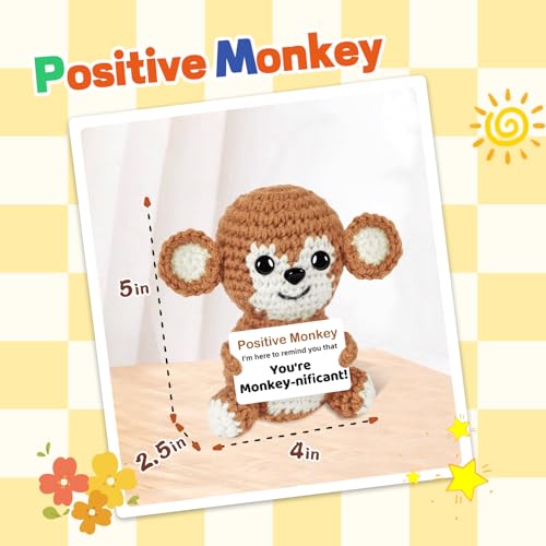 Image of Hoedia Cute Funny Gifts for Her /Him /Friend /Coworker - Emotional Positive Crochet Animals Monkey, Women Men Unique Thank You Gift for Mother's Day, Easter, Birthday, Retirement, Desk Decor