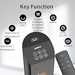 Space Heater for Indoor Use with Remote - 70° Oscillating Tower Electric Heater, 24 Inchs, 12H Timer, 1500W Quiet PTC Ceramic Heating with Thermostat, Fast Safety Heat for Office, Home, Bedroom - Image 2