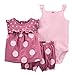 Set di Abbigliamento per Neonate Maglietta a Maniche Corte in Cotone + Body + Pantaloncini 3 Pezzi Completini e Coordinati Abiti Estivi per Bambina, 12-18 Mesi