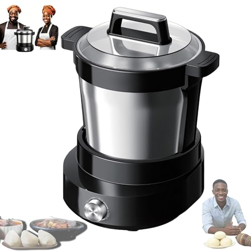 FHRKA Batidora automática de Alimentos africanos de 6 litros, máquina eléctrica para machacar ñame, programable y Sirve para 5-6 Personas para fufu, Amala y banku.