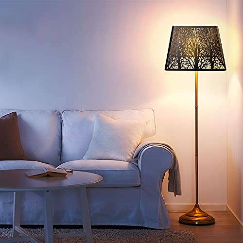 Medium Square Lamp Shades, Alucset Metal Lampshade With Pattern Of Trees For Table Lamp And Floor Light, 9 X 12 X 8.5 Inch, Spider (Black/Gold) #TOP5