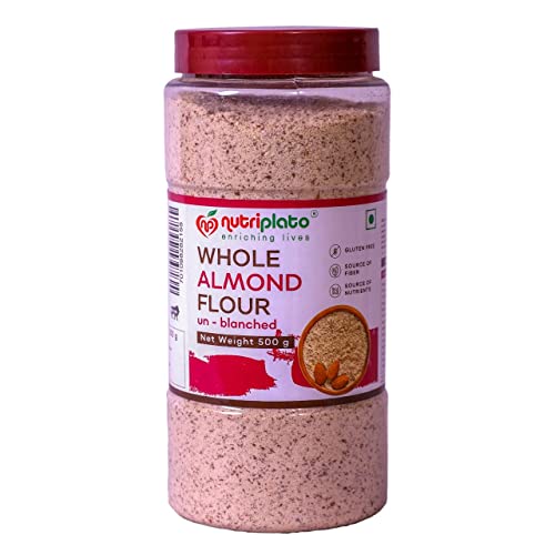 Image of Nutriplato-enriching lives Unblanched Almond Flour Jar, 500 g