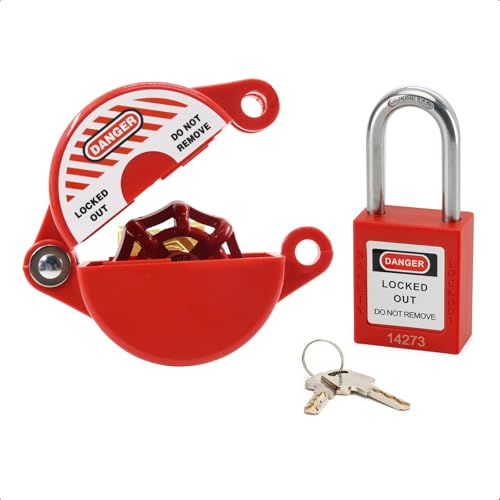 TAEGIQI Gate Valve Lockout Device with Safety Padlock,Outdoor Faucet Knob Lock Kit for Outdoor Hose Bib,Propane Tank,Fit 1 to 2-1/2 in Dia Gate Valve Handle