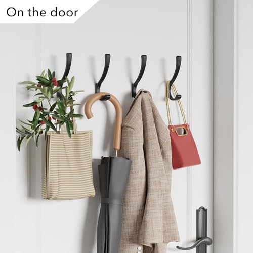 saffruff 8-Pack Wall Mount Coat Hooks, Heavy Duty Metal Hooks for Hanging Clothes, Backpack, Bag,Towel & Jacket, Strong 30 lbs Hold Closet Hanger, Black by saffruff - Used condition - Image 6